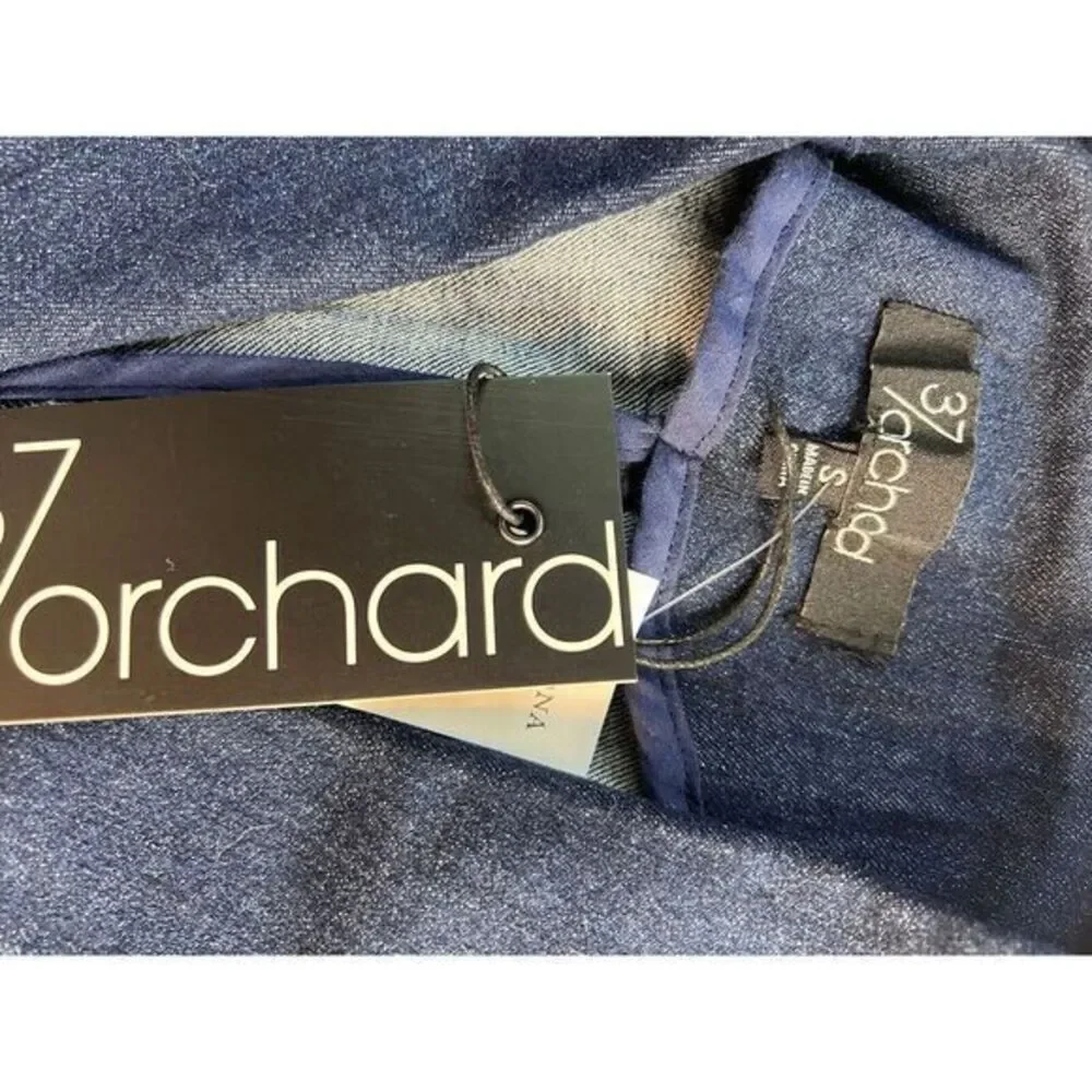 37 orchard Womens Blazer Size S Small Dark Wash Blue‎ Denim NWT One Button Sharp